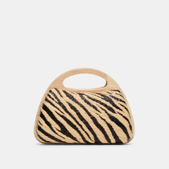 Maelie Black Natural Zebra Raffia Handbag / Dolce Vita