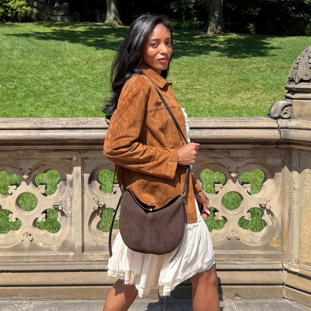 Bennett Espresso Suede Crossbody / Dolce Vita
