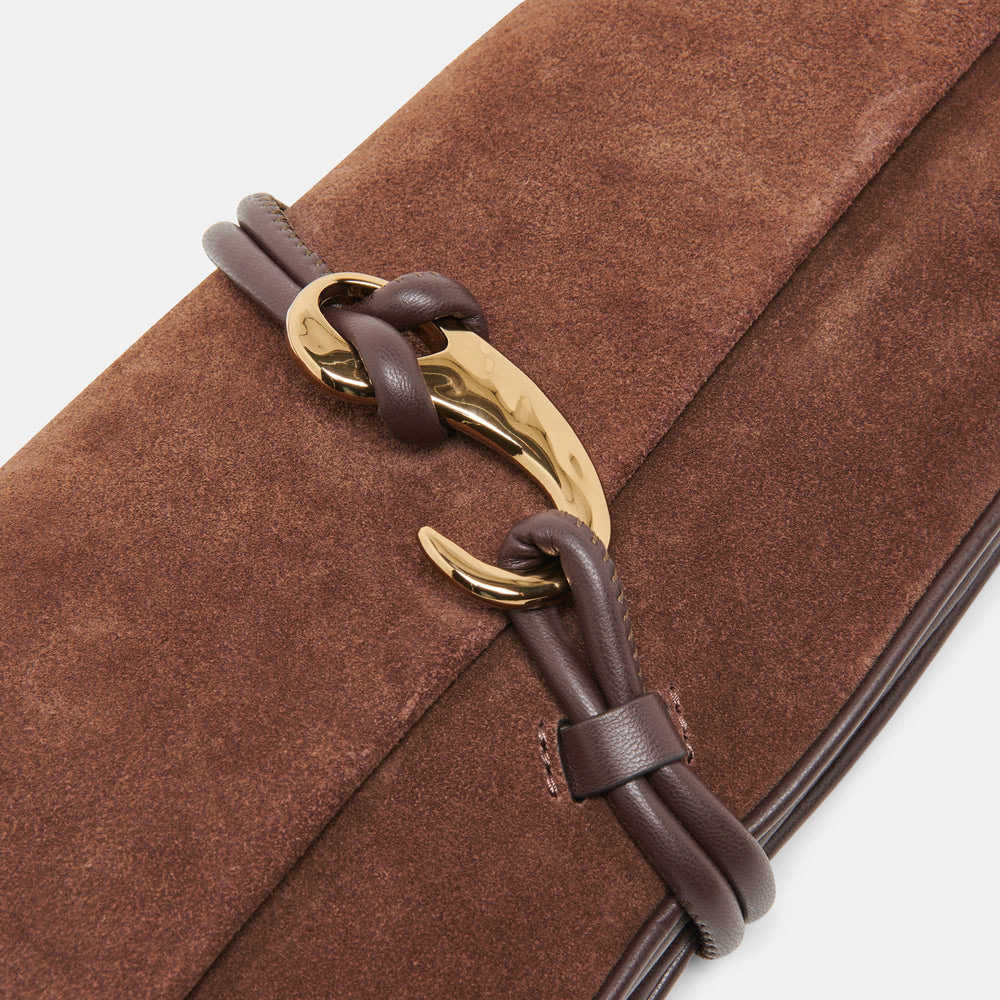 Alice Chocolate Suede Shoulder Bag / Dolce Vita