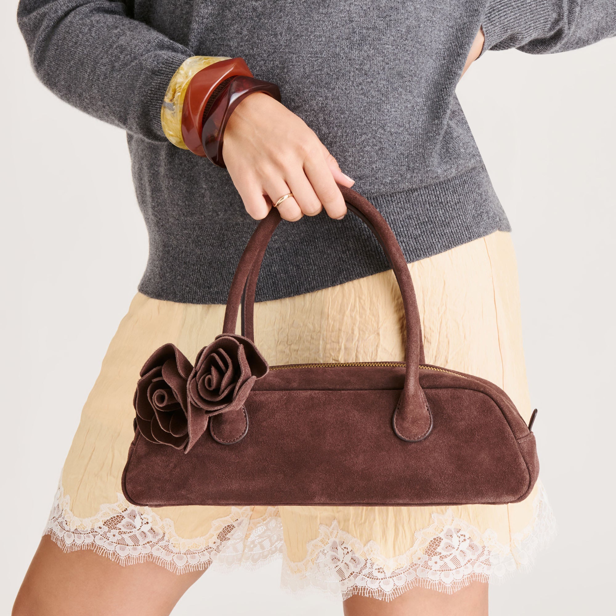 Boracay Chocolate Suede Shoulder Bag / Dolce Vita