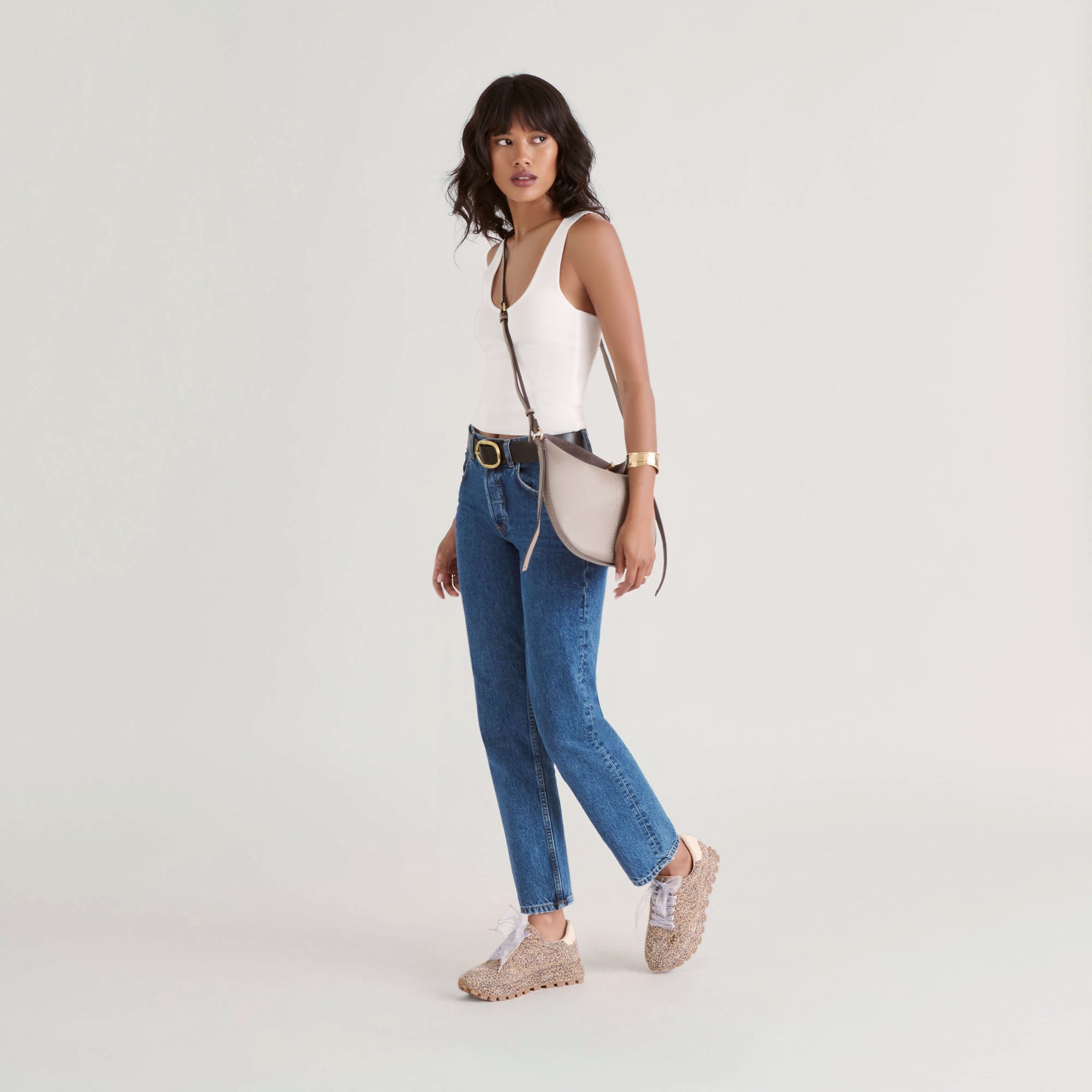 Burano Grey Leather Crossbody / Dolce Vita