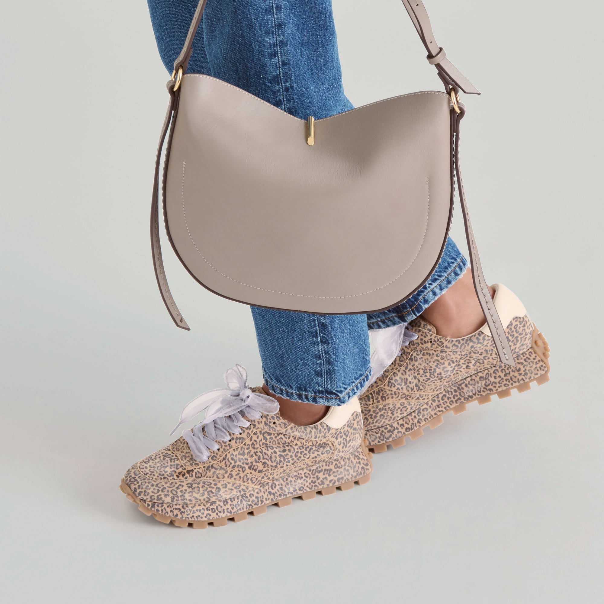 Burano Grey Leather Crossbody / Dolce Vita