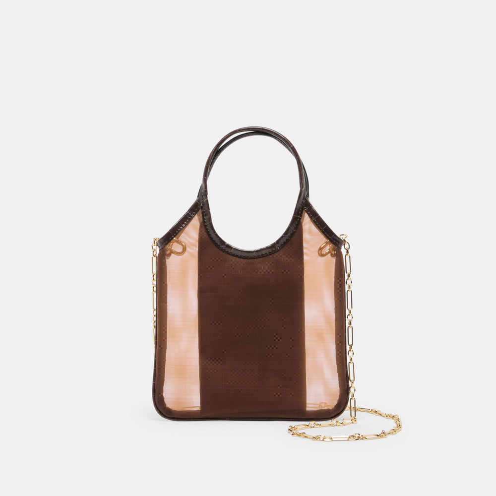SYLVENE Chocolate Mesh Removable Crossbody Handbag / Dolce Vita