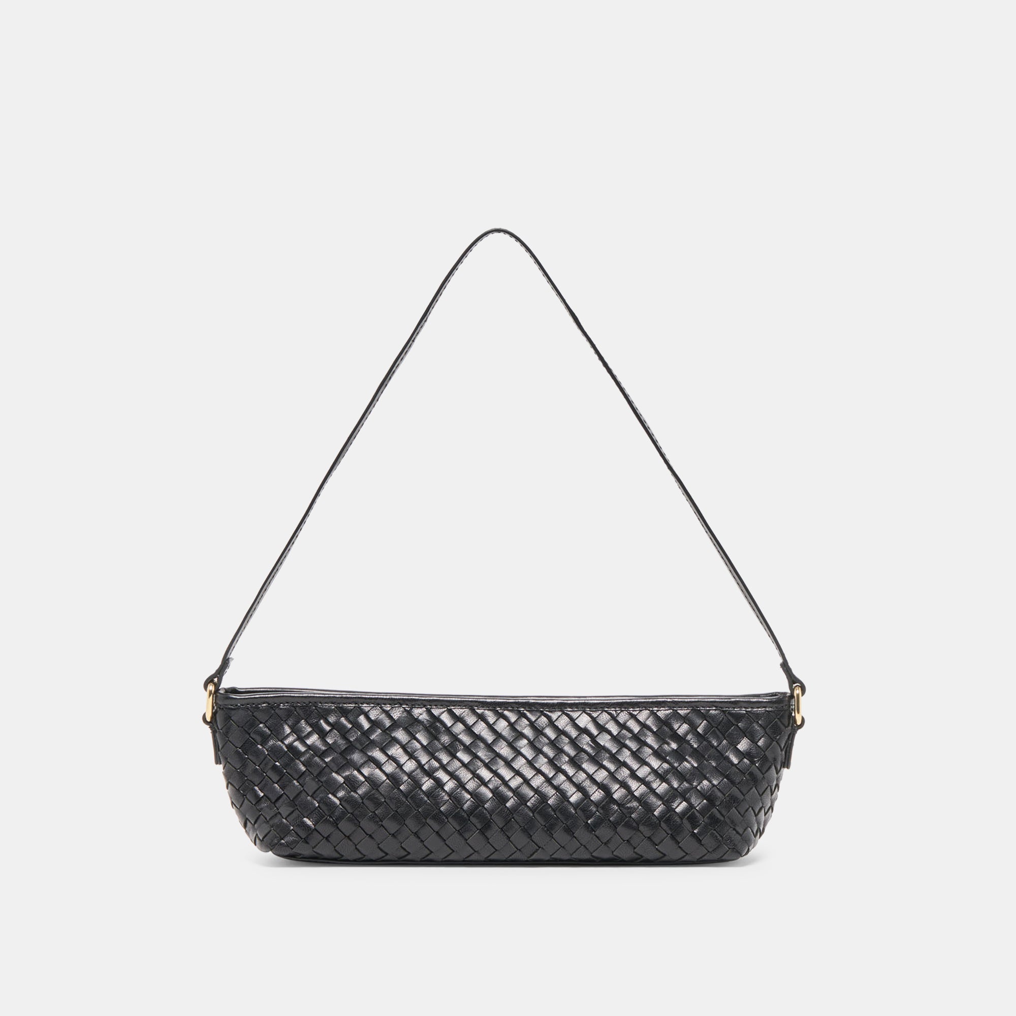 Savaii Black Woven Leather Shoulder Bag / Dolce Vita