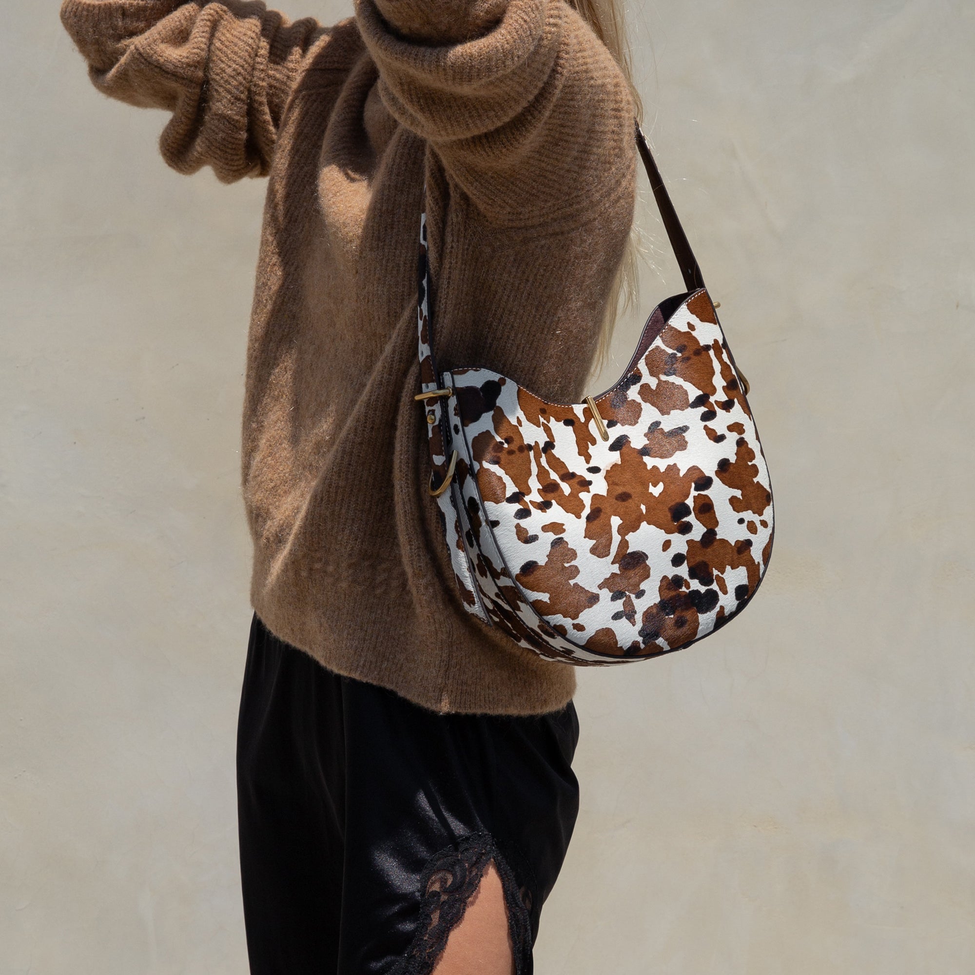 Bree Cocoa Calf Hair Shoulder Bag / Dolce Vita