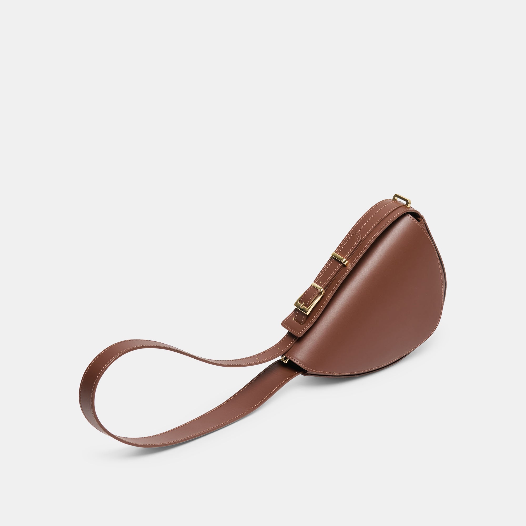 Sabine Brown Leather Shoulder Bag / Dolce Vita