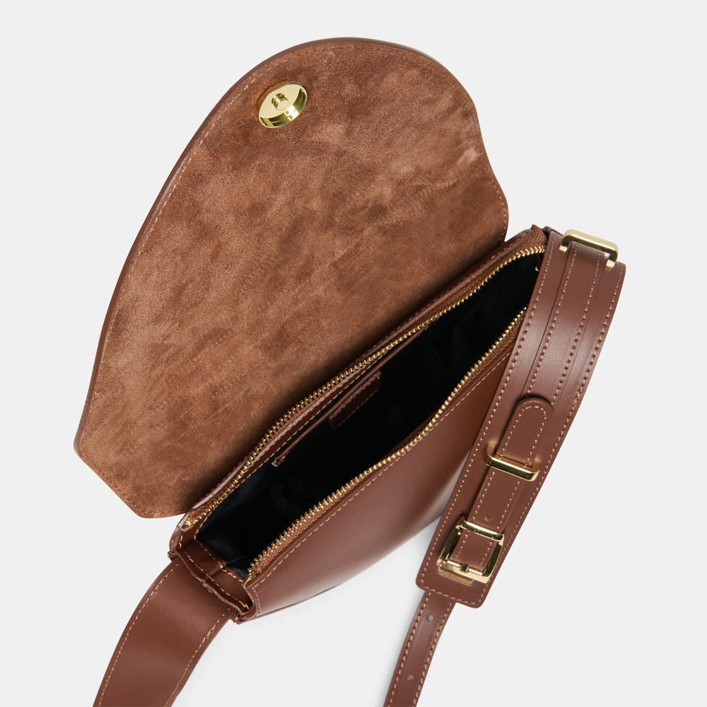 Sabine Brown Leather Shoulder Bag / Dolce Vita