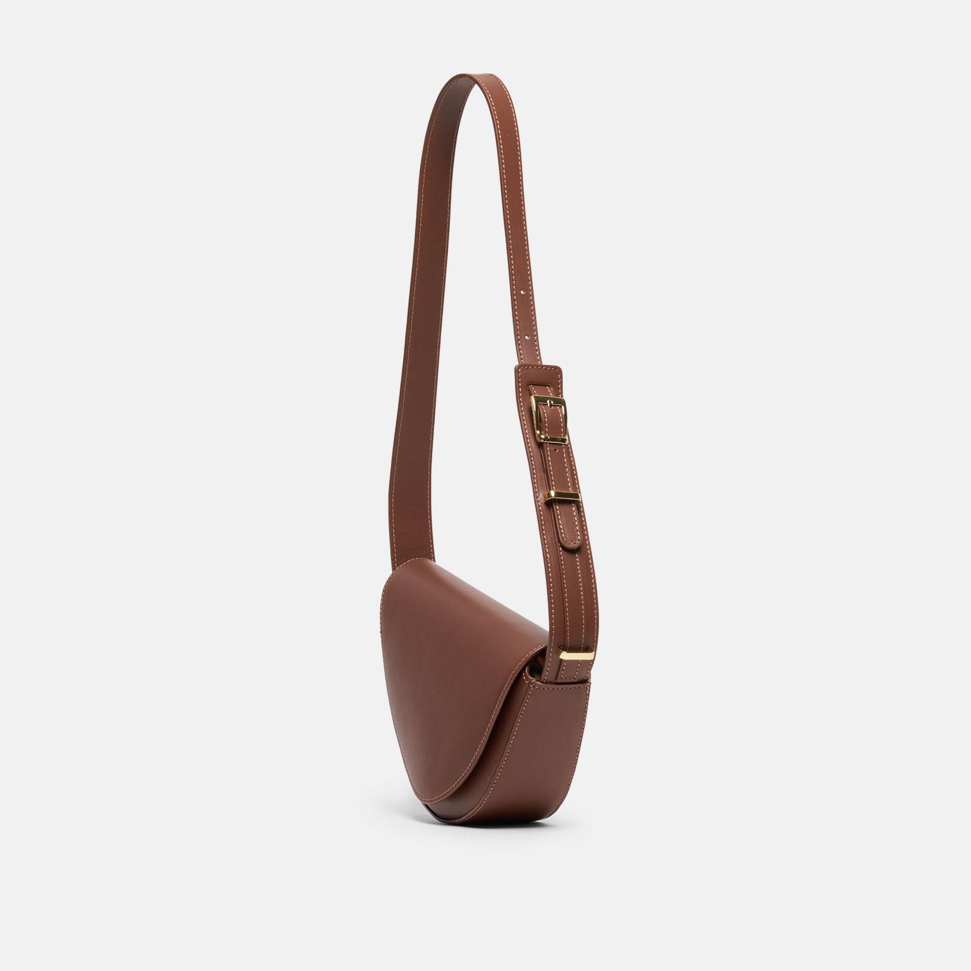 Sabine Brown Leather Shoulder Bag / Dolce Vita