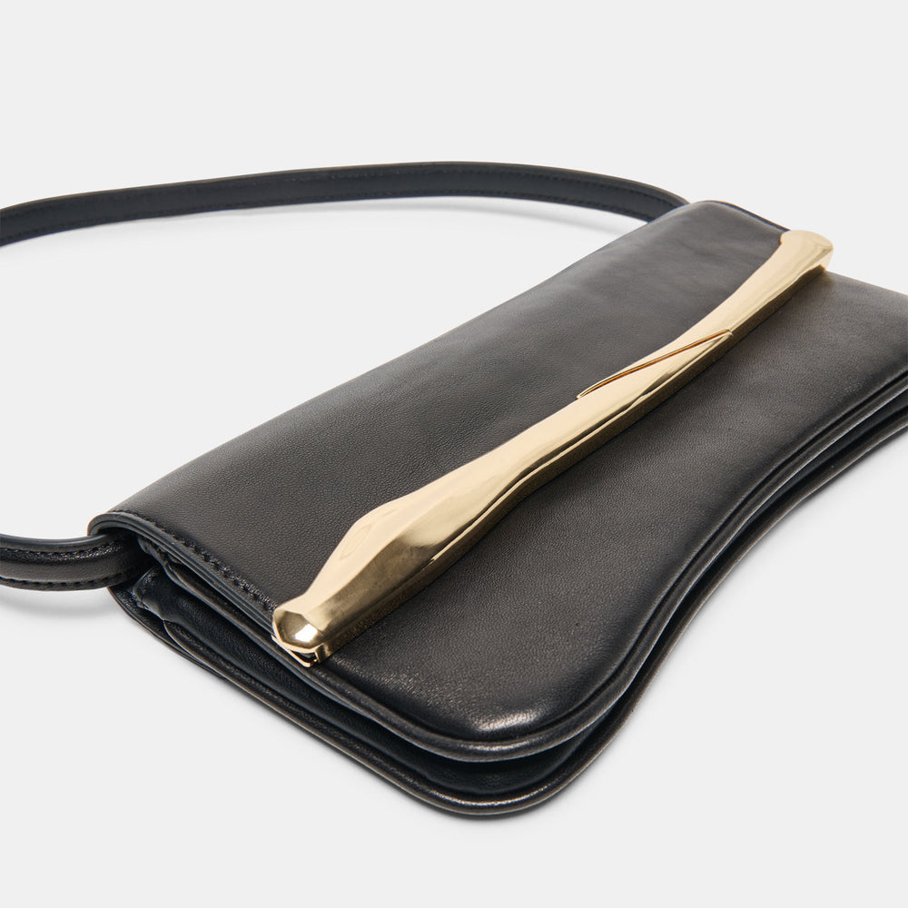 Azura Black Leather Shoulder Bag / Dolce Vita