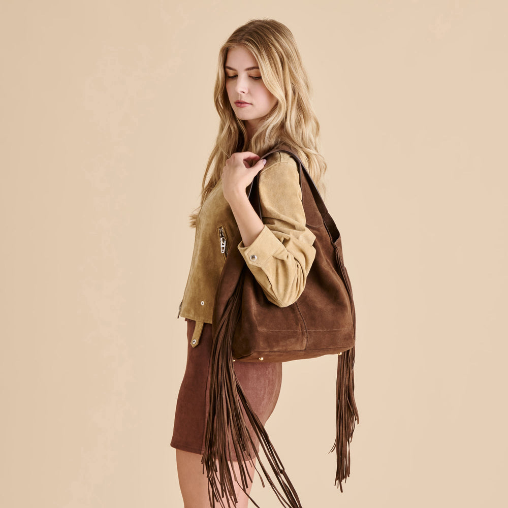 Nakoma Chocolate Suede Shoulder Bag / Dolce Vita