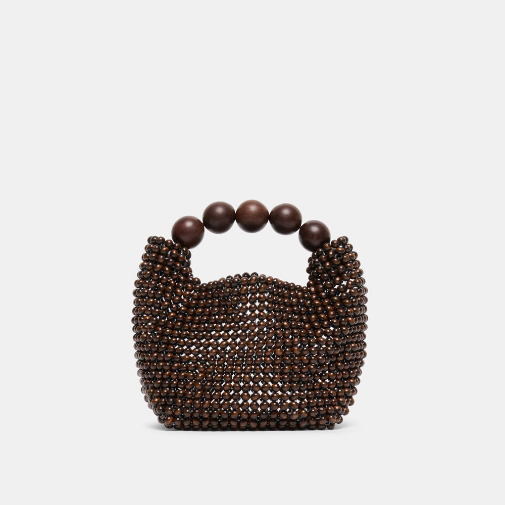 CLOVER Chocolate Wood Beaded Handbag / Dolce Vita