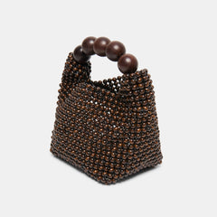 CLOVER Chocolate Wood Beaded Handbag / Dolce Vita