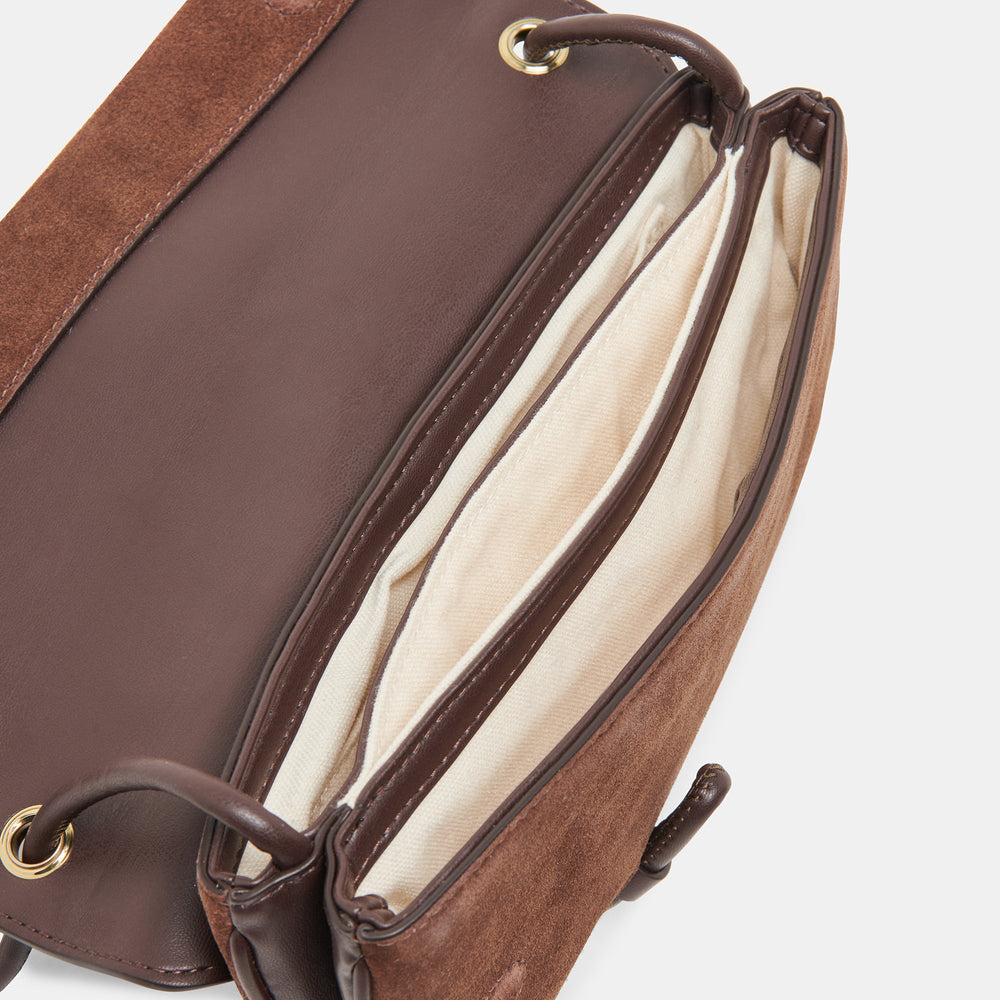 Alice Chocolate Suede Shoulder Bag / Dolce Vita