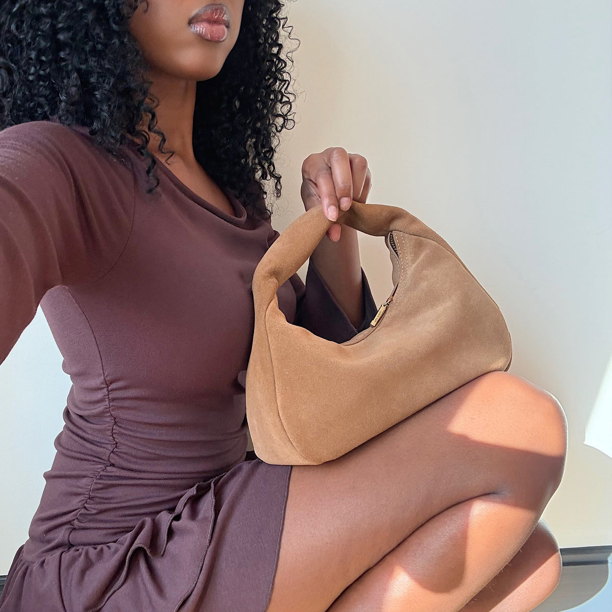 Frankie Brown Suede Handbag / Dolce Vita
