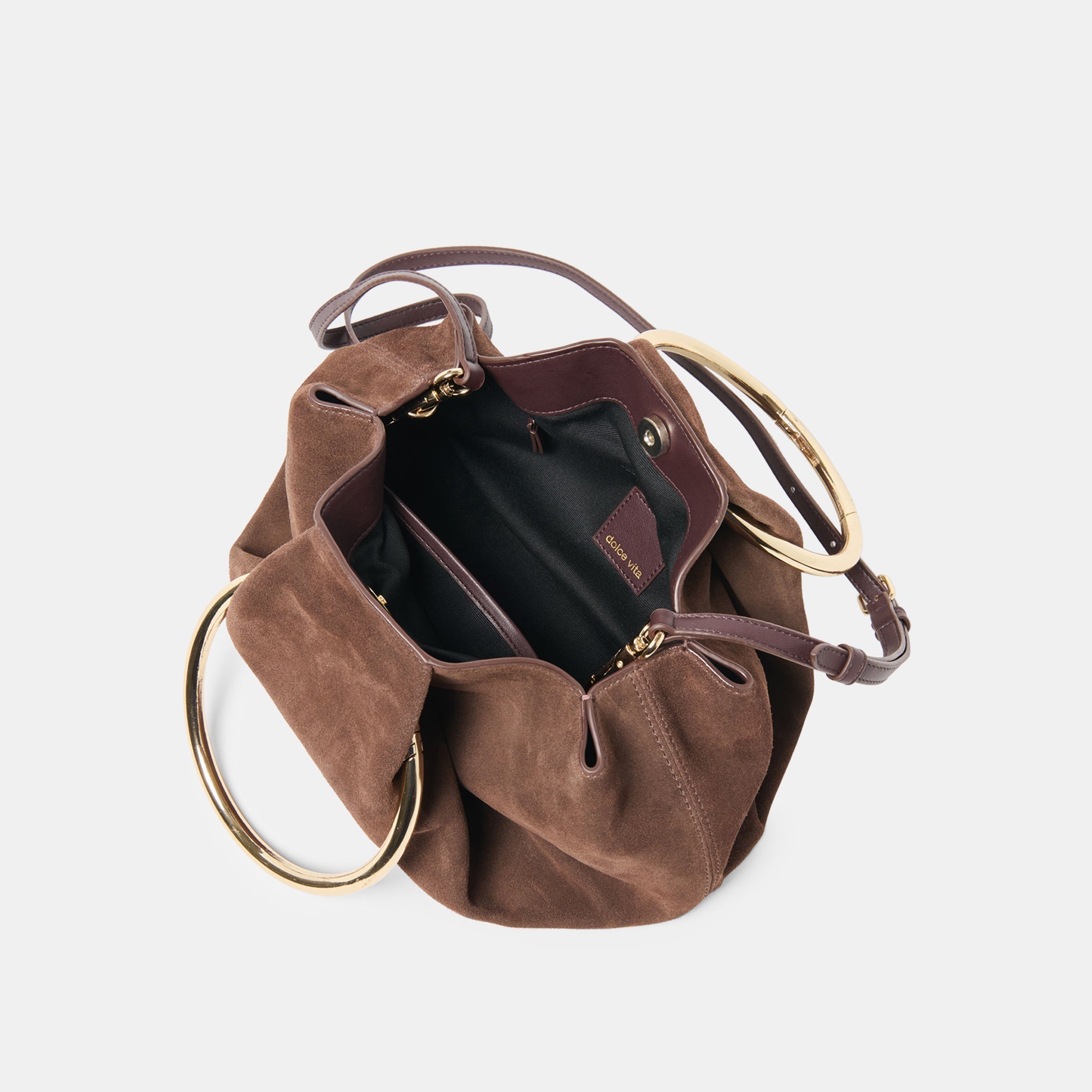 Channing Espresso Suede Handbag / Dolce Vita