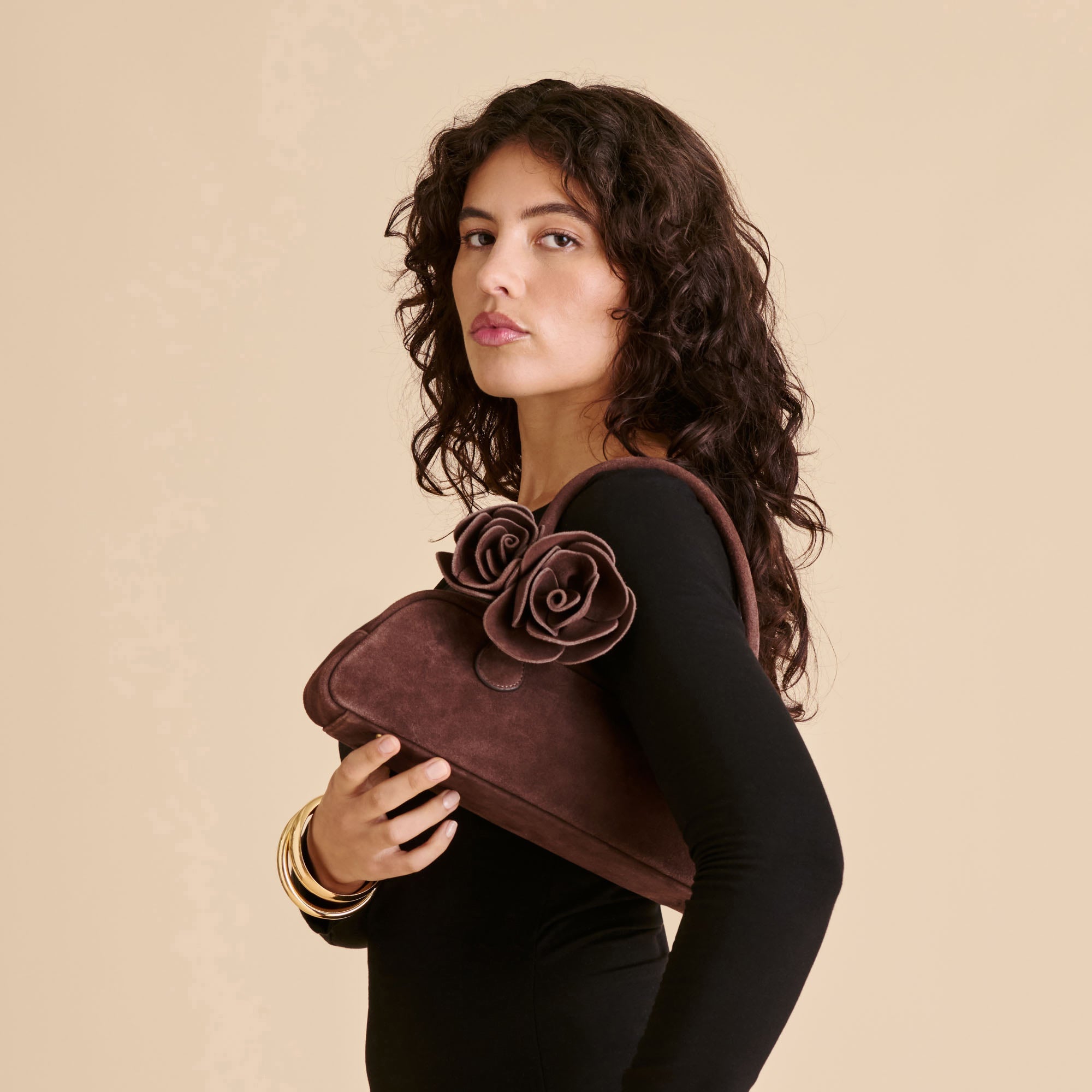 Boracay Chocolate Suede Shoulder Bag / Dolce Vita