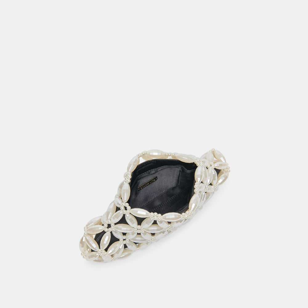 Marlow Black Satin Pearl Clutch / Dolce Vita