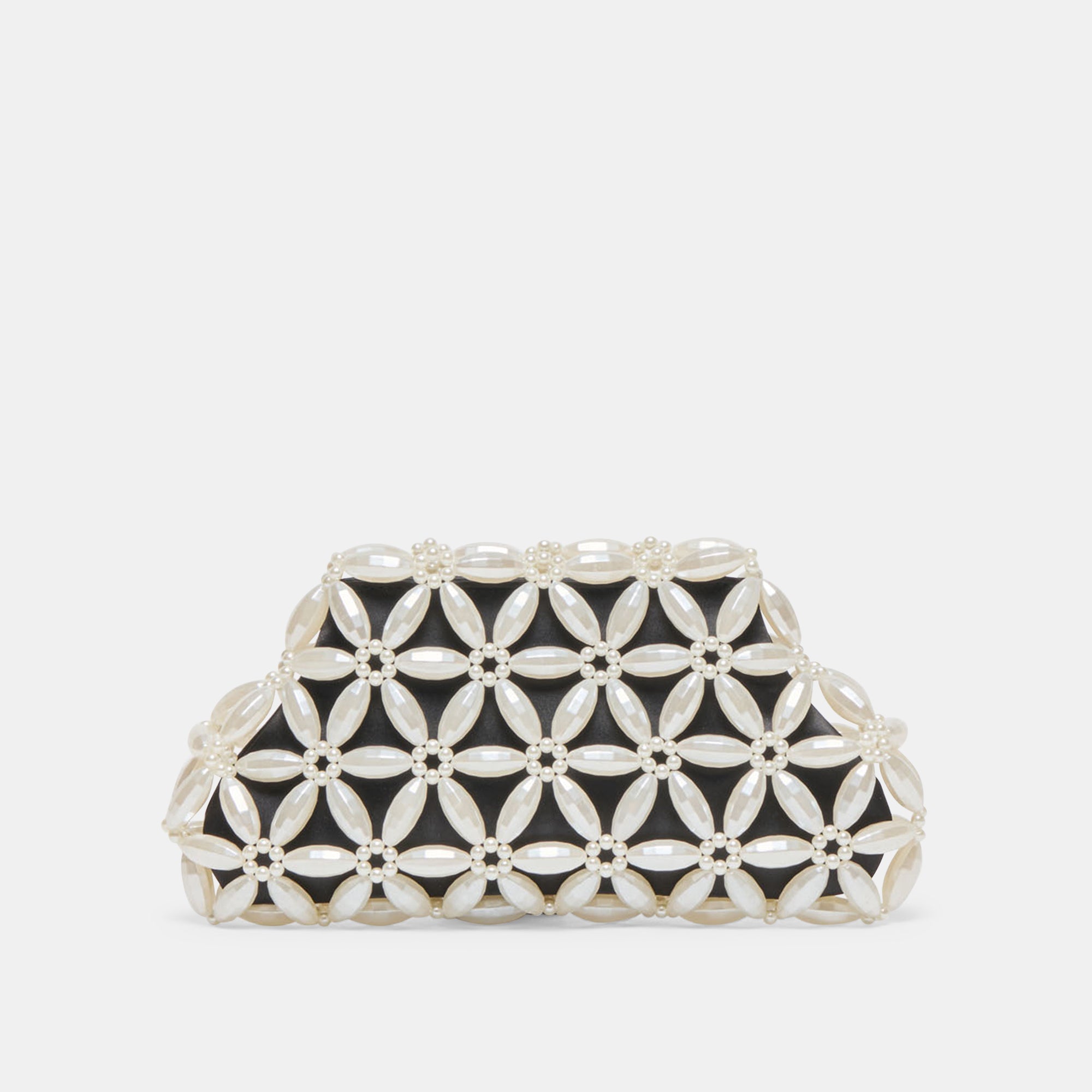 Marlow Black Satin Pearl Clutch / Dolce Vita