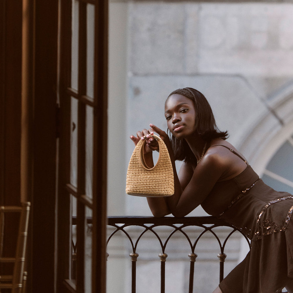EVELISE Natural Raffia Mini Handbag / Dolce Vita
