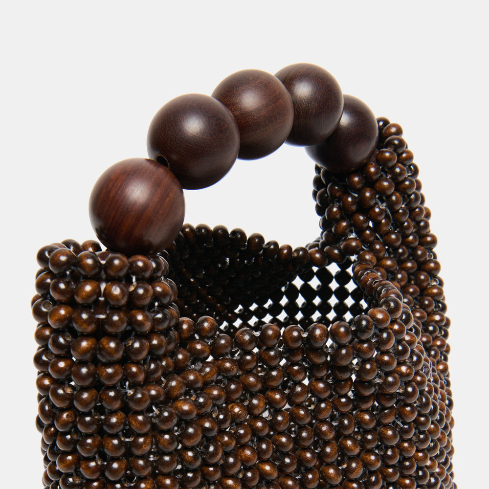 CLOVER Chocolate Wood Beaded Handbag / Dolce Vita
