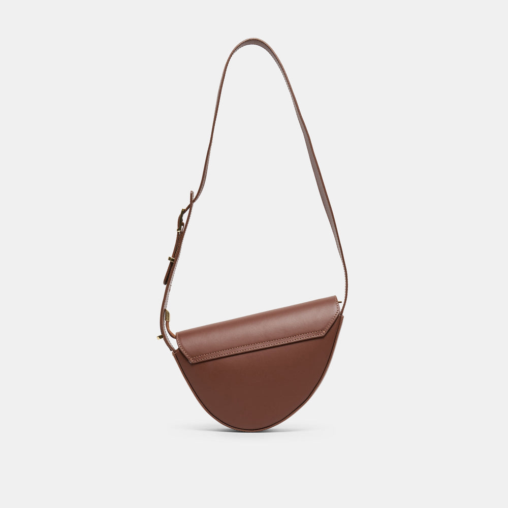 Sabine Brown Leather Shoulder Bag / Dolce Vita