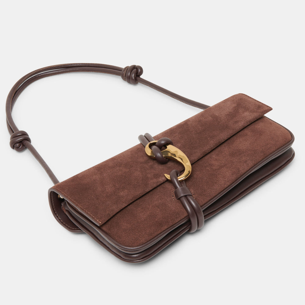 Alice Chocolate Suede Shoulder Bag / Dolce Vita