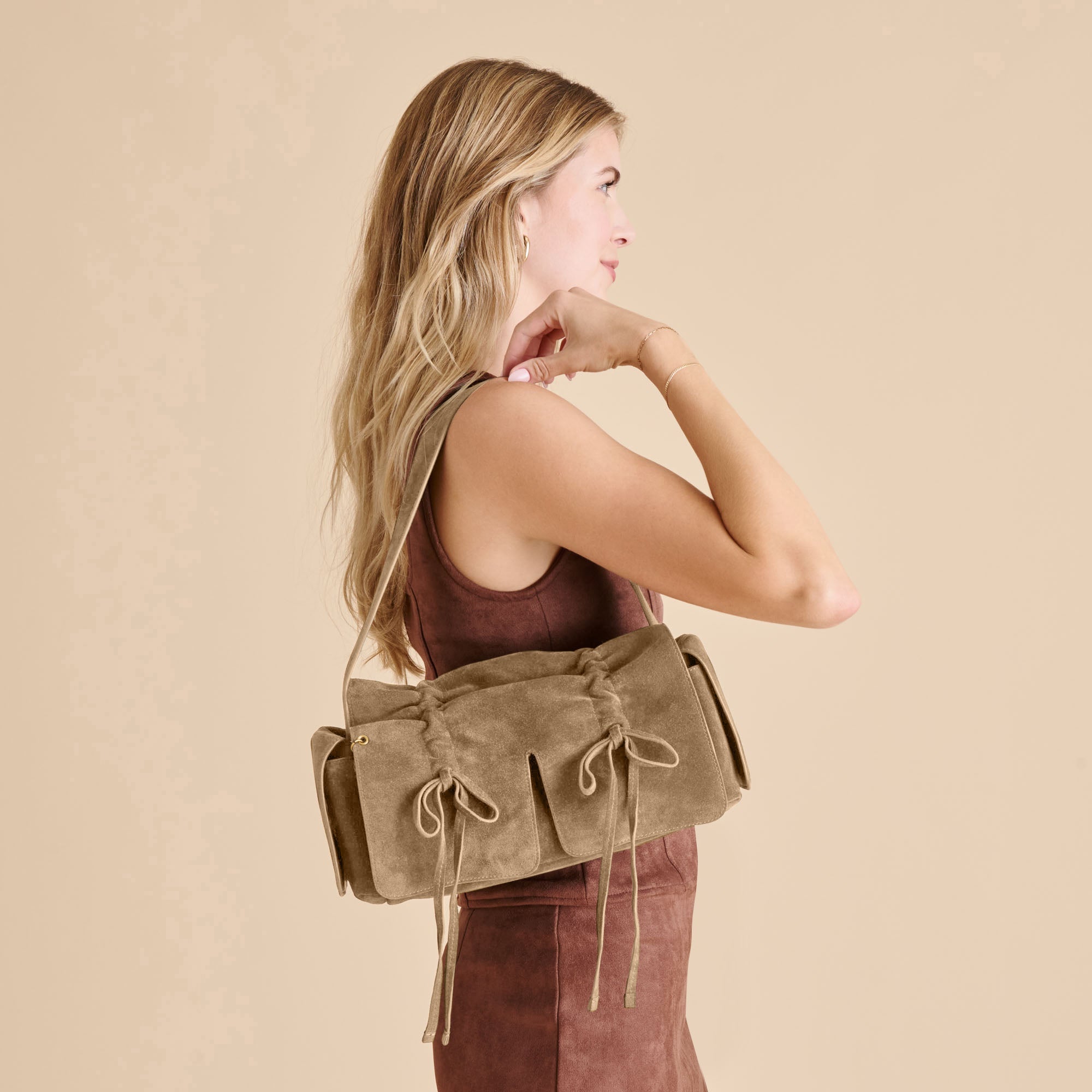Hudson Olive Suede Shoulder Bag / Dolce Vita