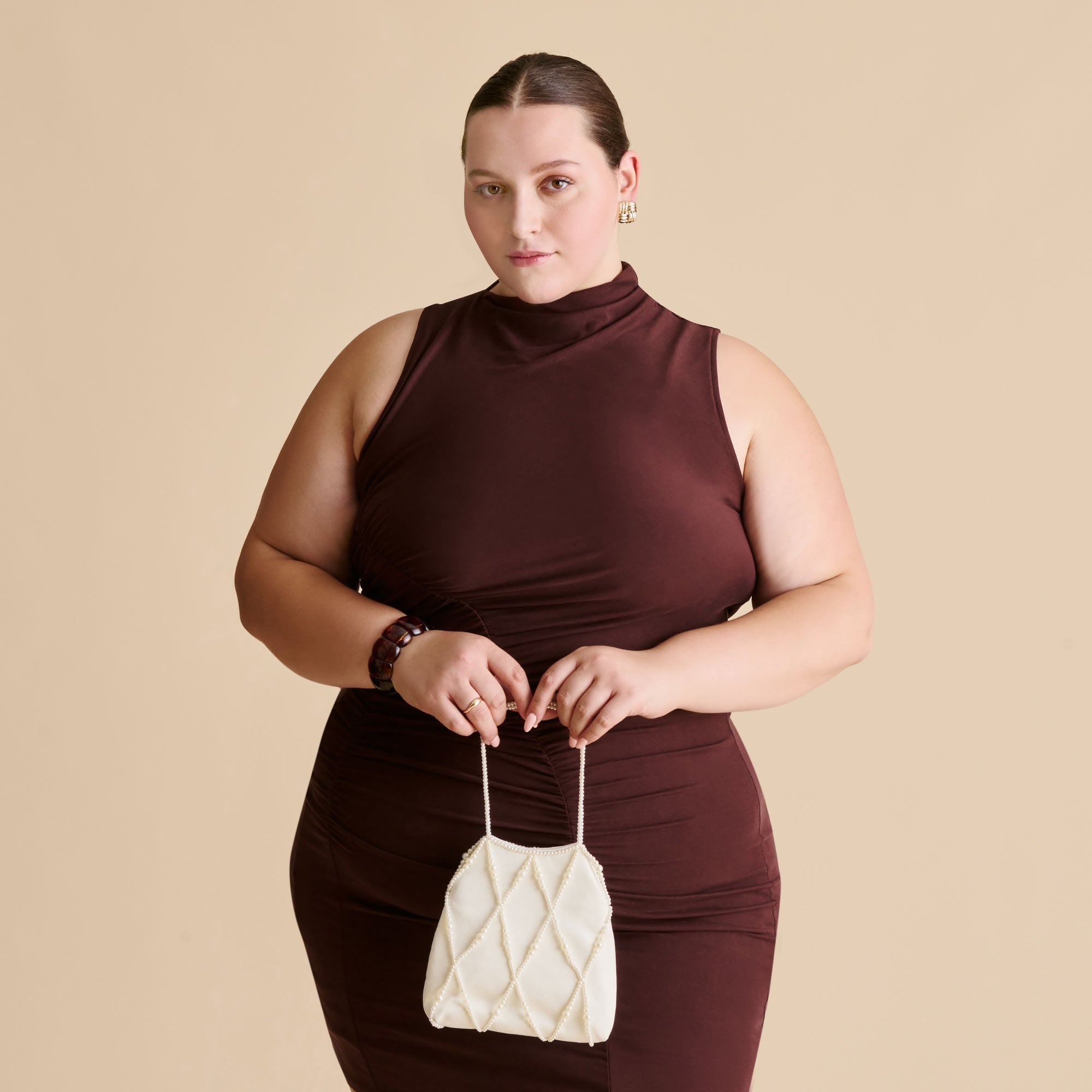 Serilda Ivory Satin Handbag / Dolce Vita