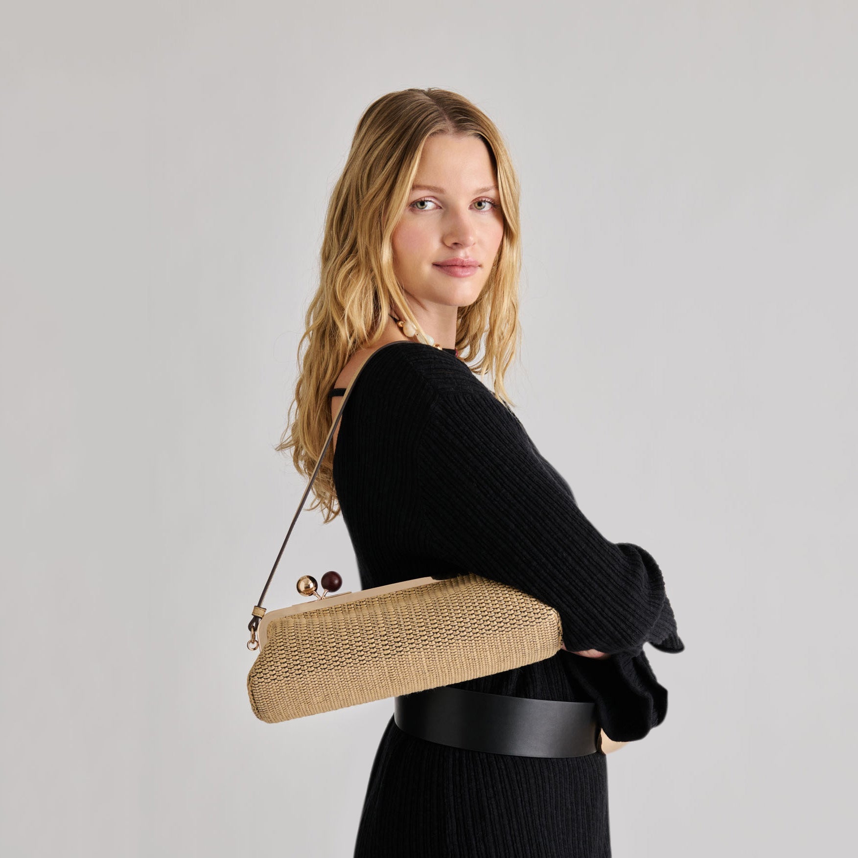 Ambriaa Natural Raffia Shoulder Bag / Dolce Vita