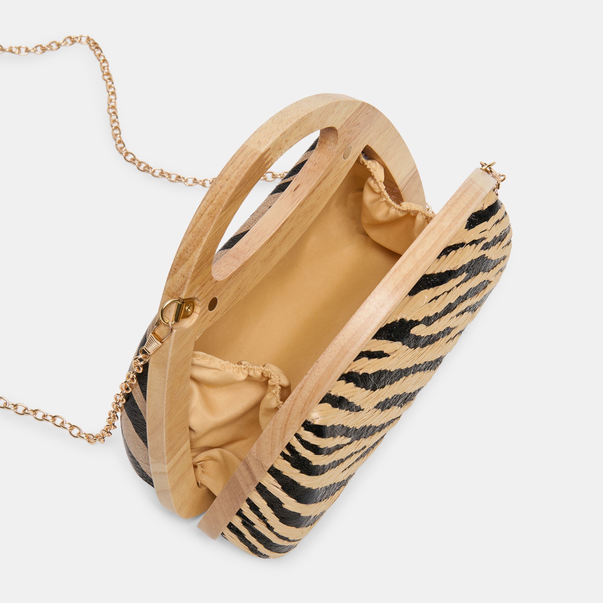 Maelie Black Natural Zebra Raffia Handbag / Dolce Vita
