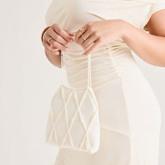 Serilda Ivory Satin Handbag / Dolce Vita