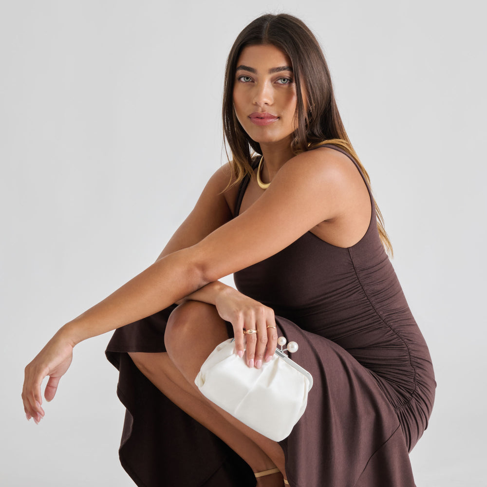 Kendall White Satin Clutch / Dolce Vita