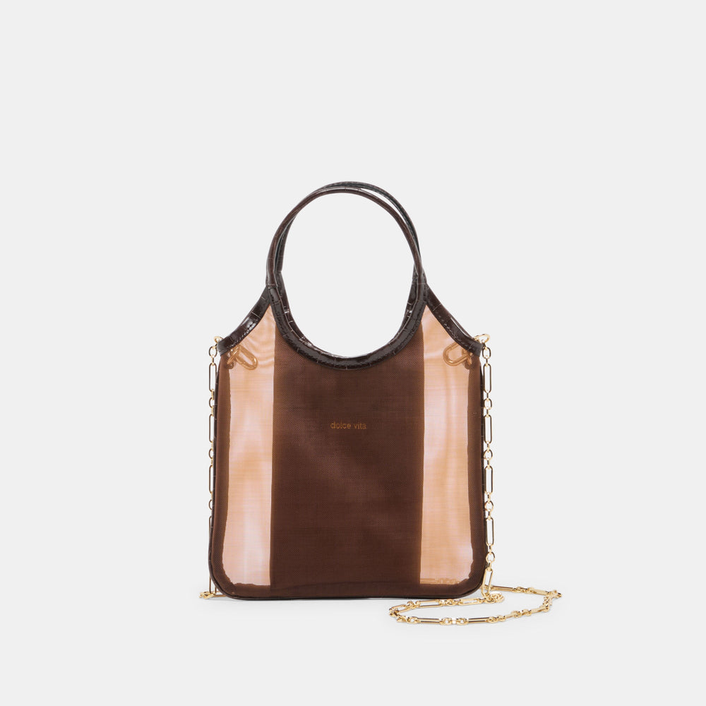 SYLVENE Chocolate Mesh Removable Crossbody Handbag / Dolce Vita