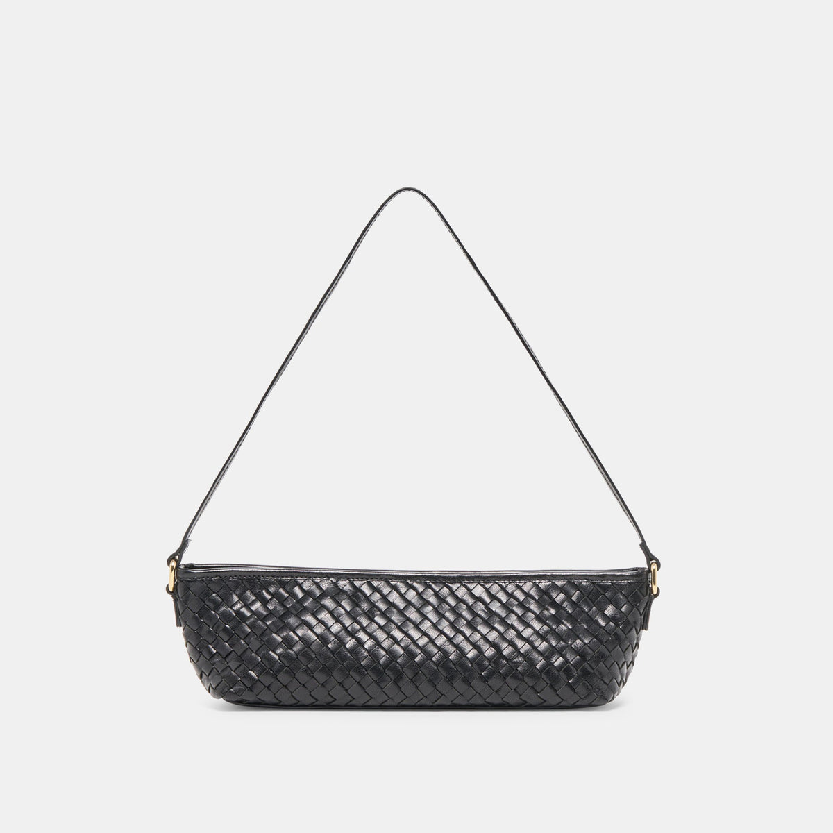 Savaii Black Woven Leather Shoulder Bag / Dolce Vita