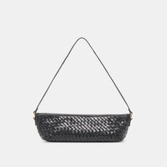 Savaii Black Woven Leather Shoulder Bag / Dolce Vita
