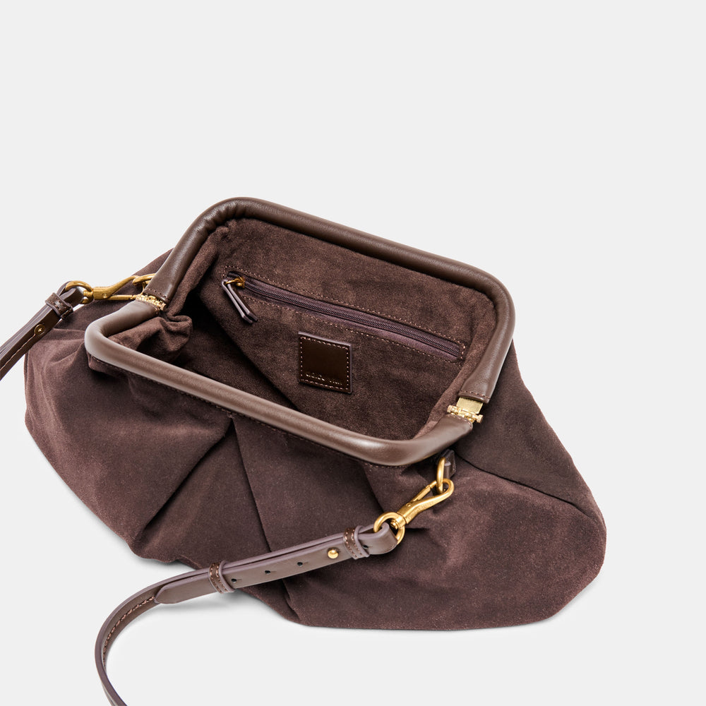 Sahara Espresso Suede Clutch / Dolce Vita