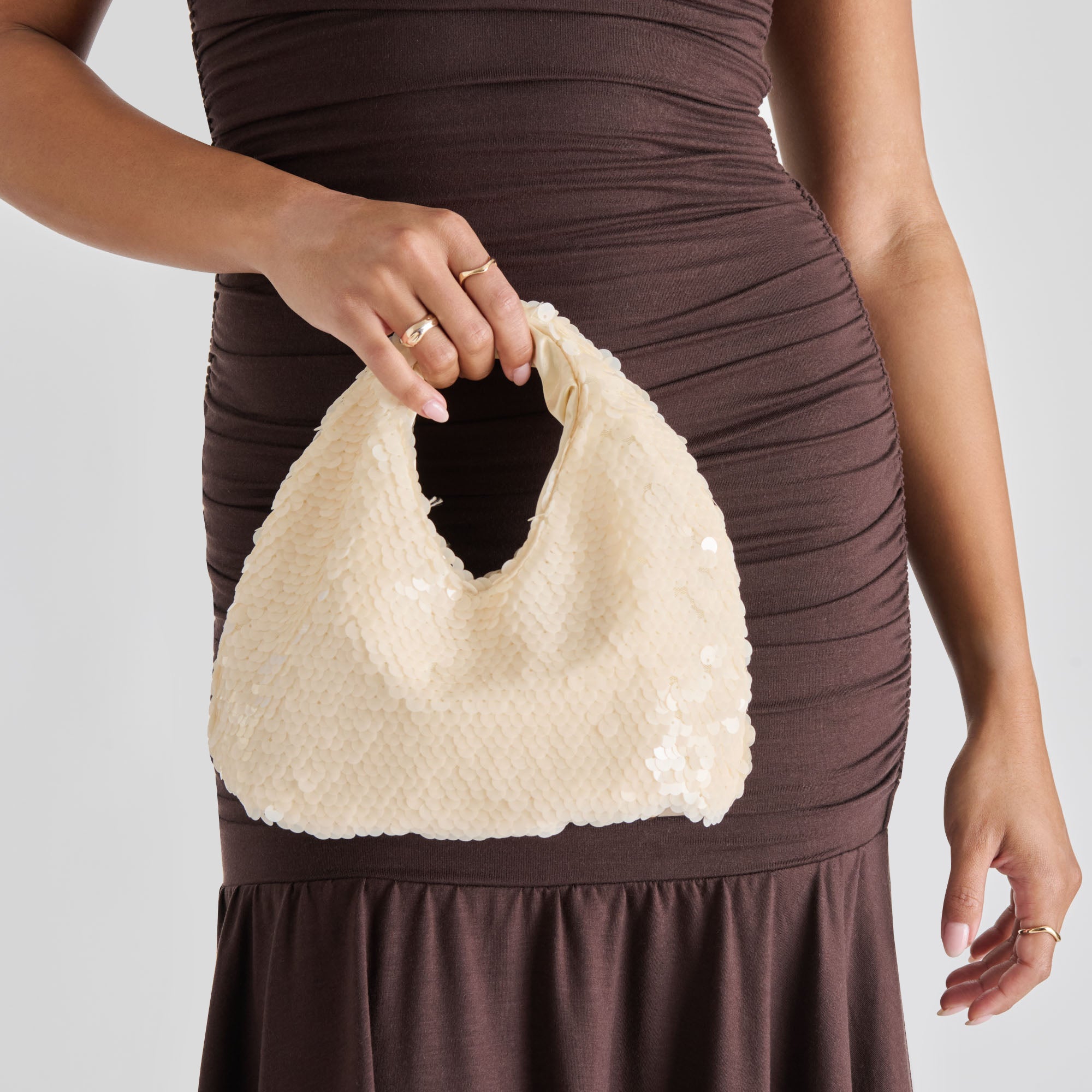 Dahlia Sequin Ivory Sequin Handbag / Dolce Vita