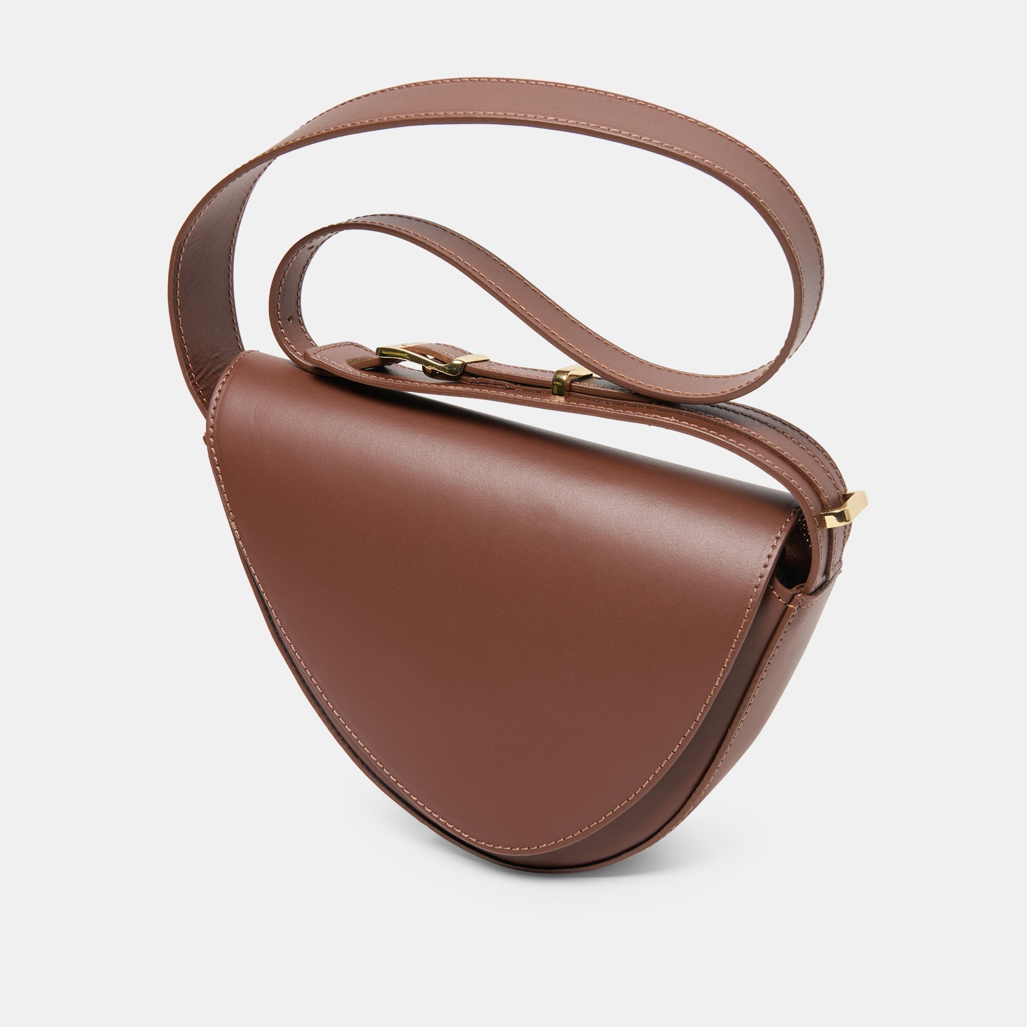 Sabine Brown Leather Shoulder Bag / Dolce Vita