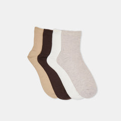 4-Pack Ribbed Oatmeal Multi Anklet Socks / Dolce Vita