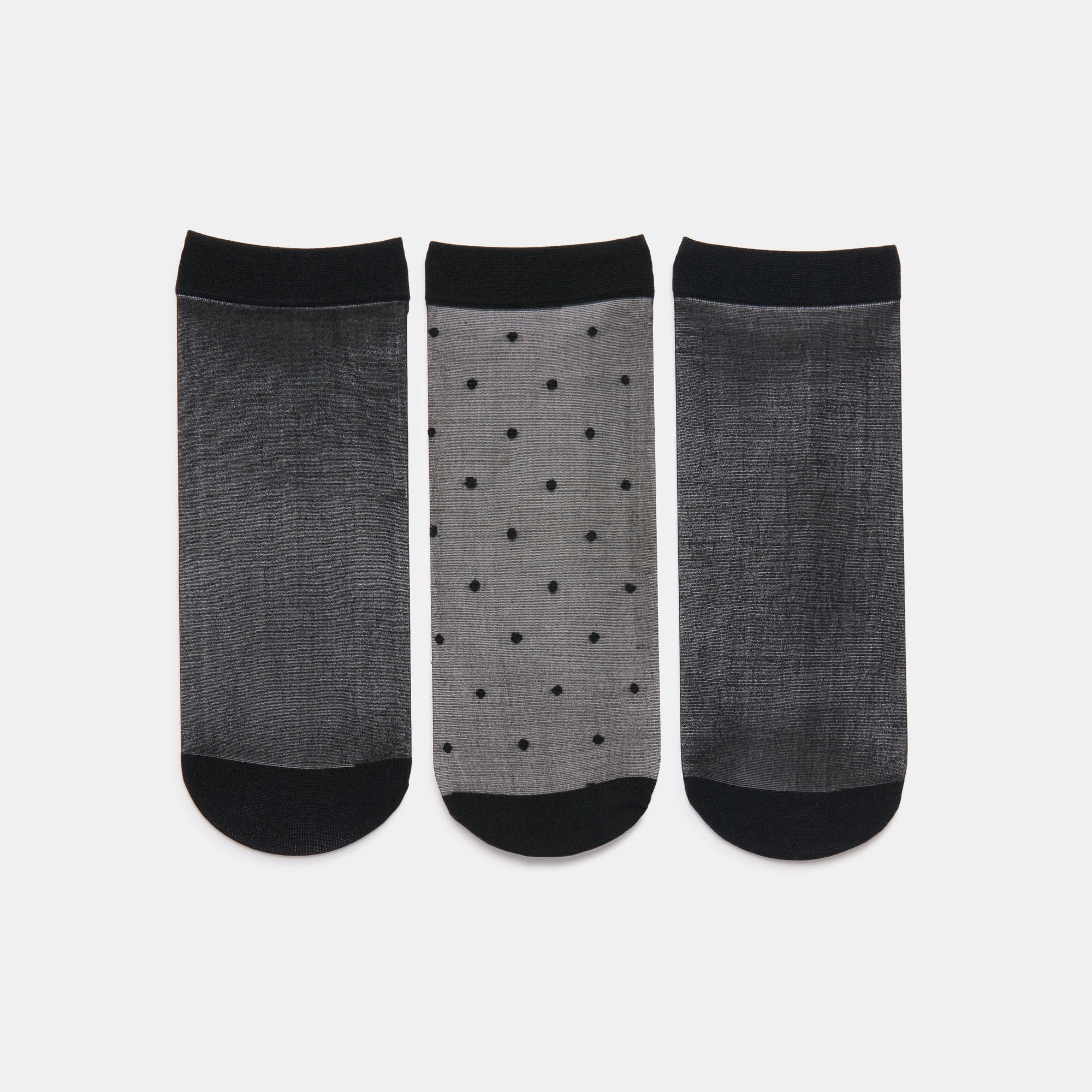 3-Pack Ditsy Dot Black Sheer Anklet Socks / Dolce Vita