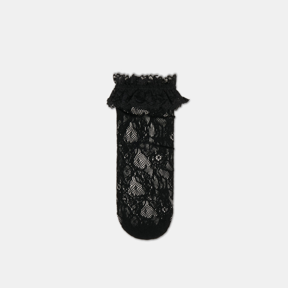 Lace Ruffle Black Crew Socks / Dolce Vita