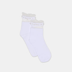 Sheer Ruffle White Pearl Anklet Socks / Dolce Vita