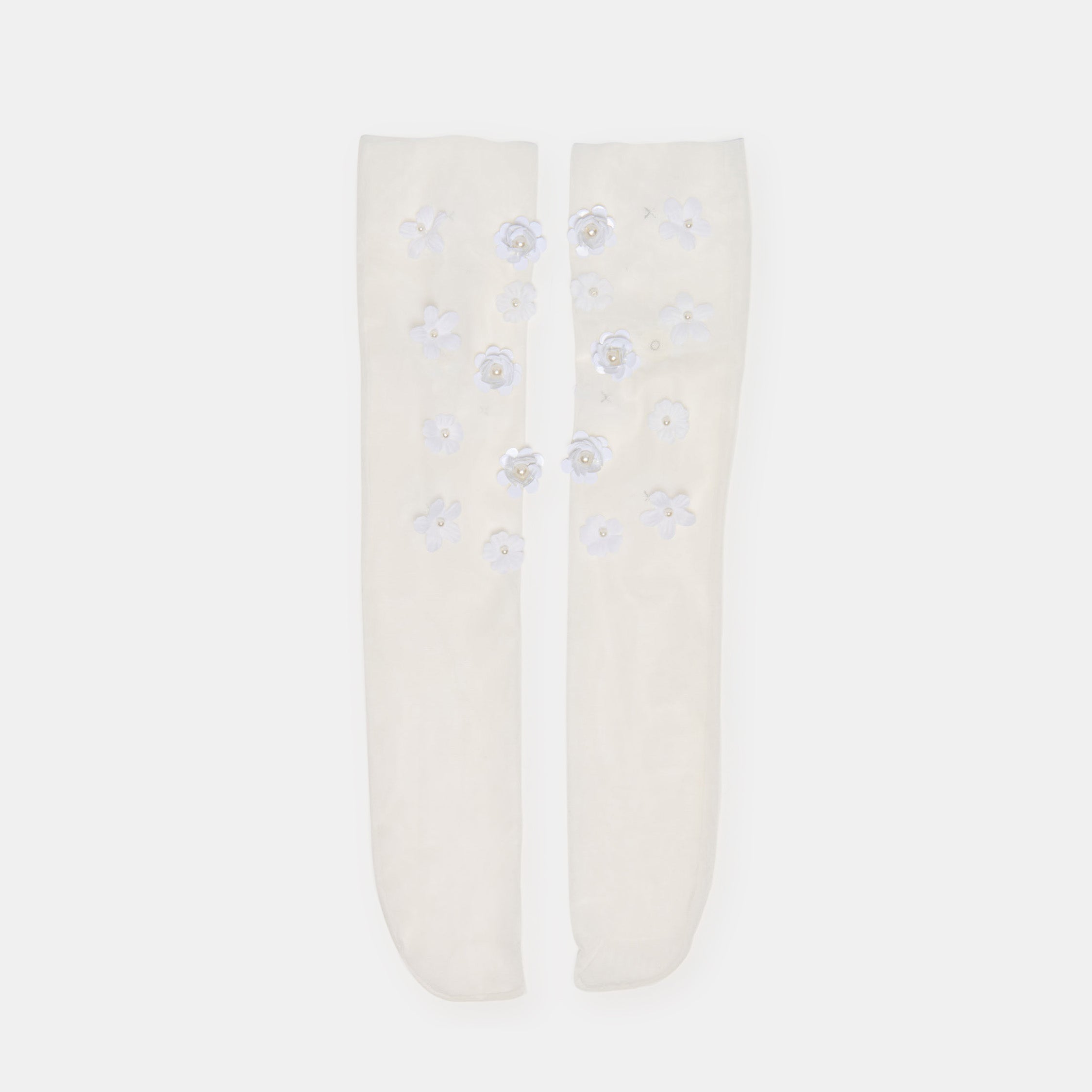 Floral Chiffon White Slouch Socks / Dolce Vita