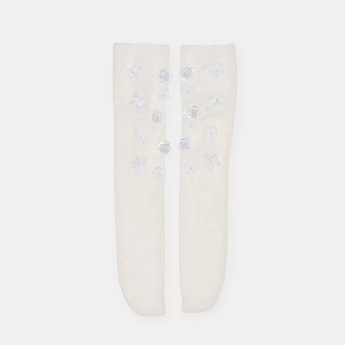 Floral Chiffon White Slouch Socks / Dolce Vita