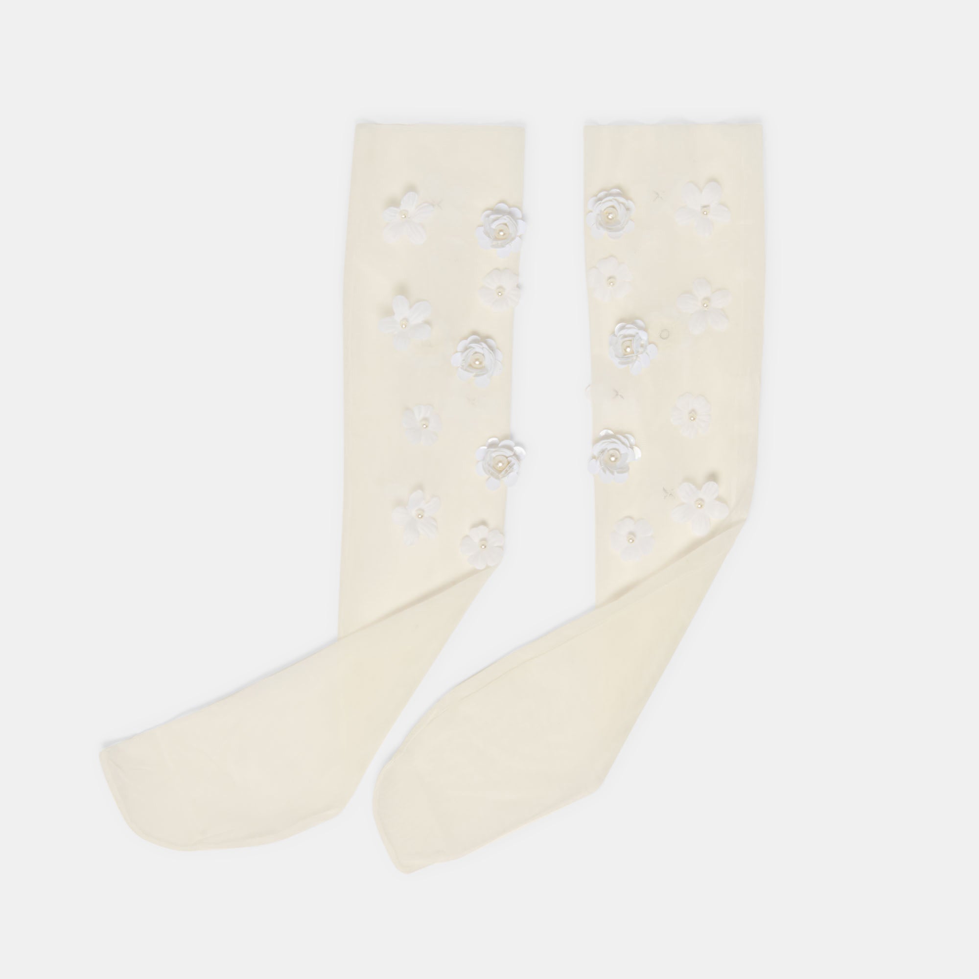 Floral Chiffon White Slouch Socks / Dolce Vita