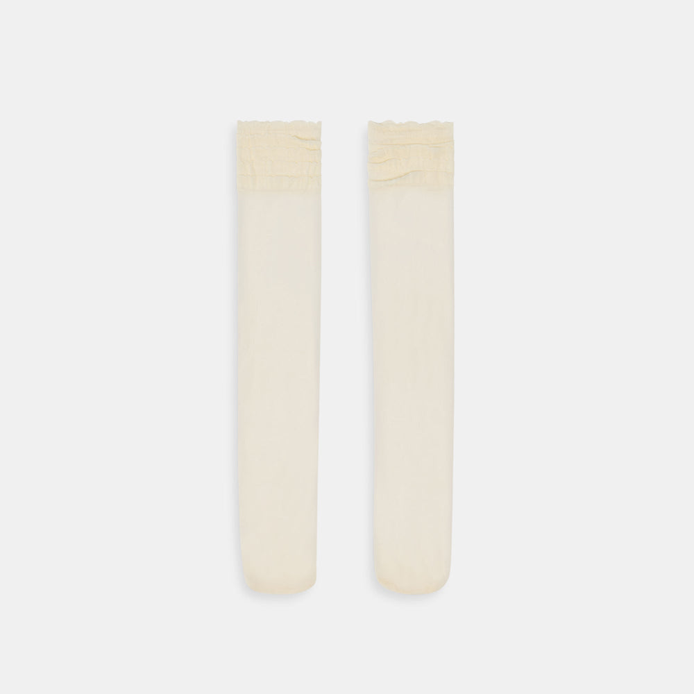 Ruffle Ivory Sheer Knee High Socks / Dolce Vita