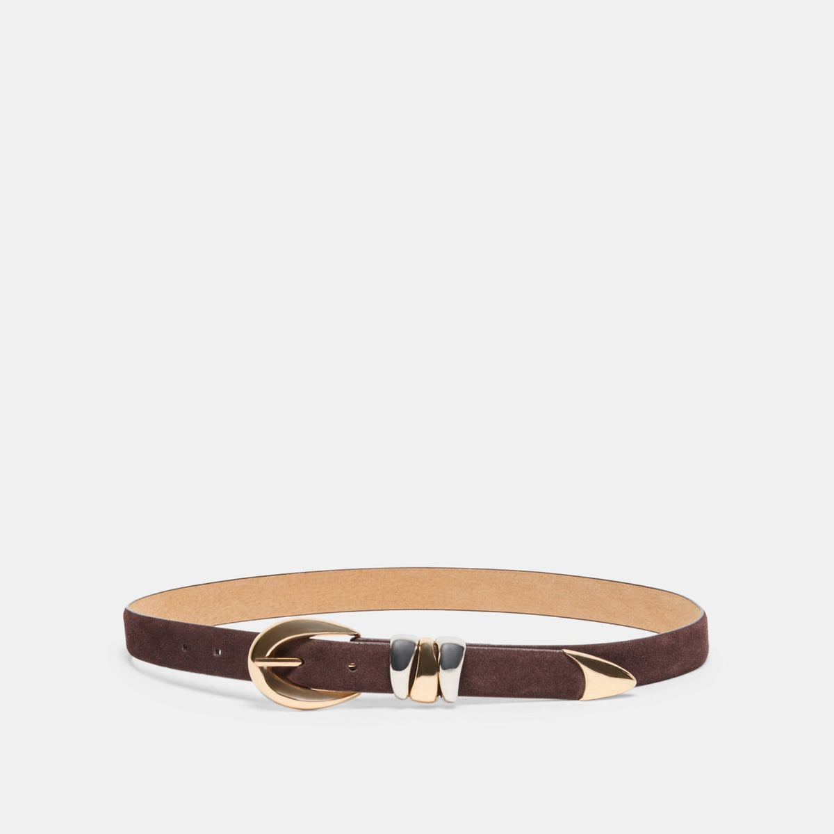 Mixed Metal Mahogany Buckle Belt / Dolce Vita