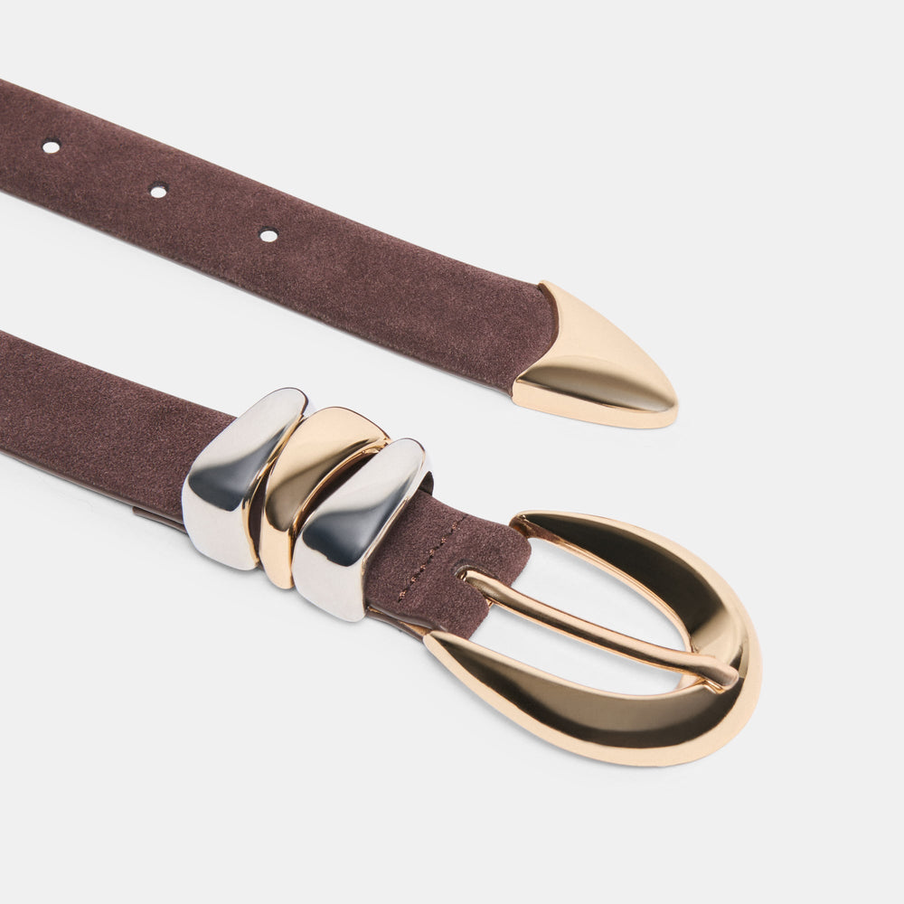Mixed Metal Mahogany Buckle Belt / Dolce Vita