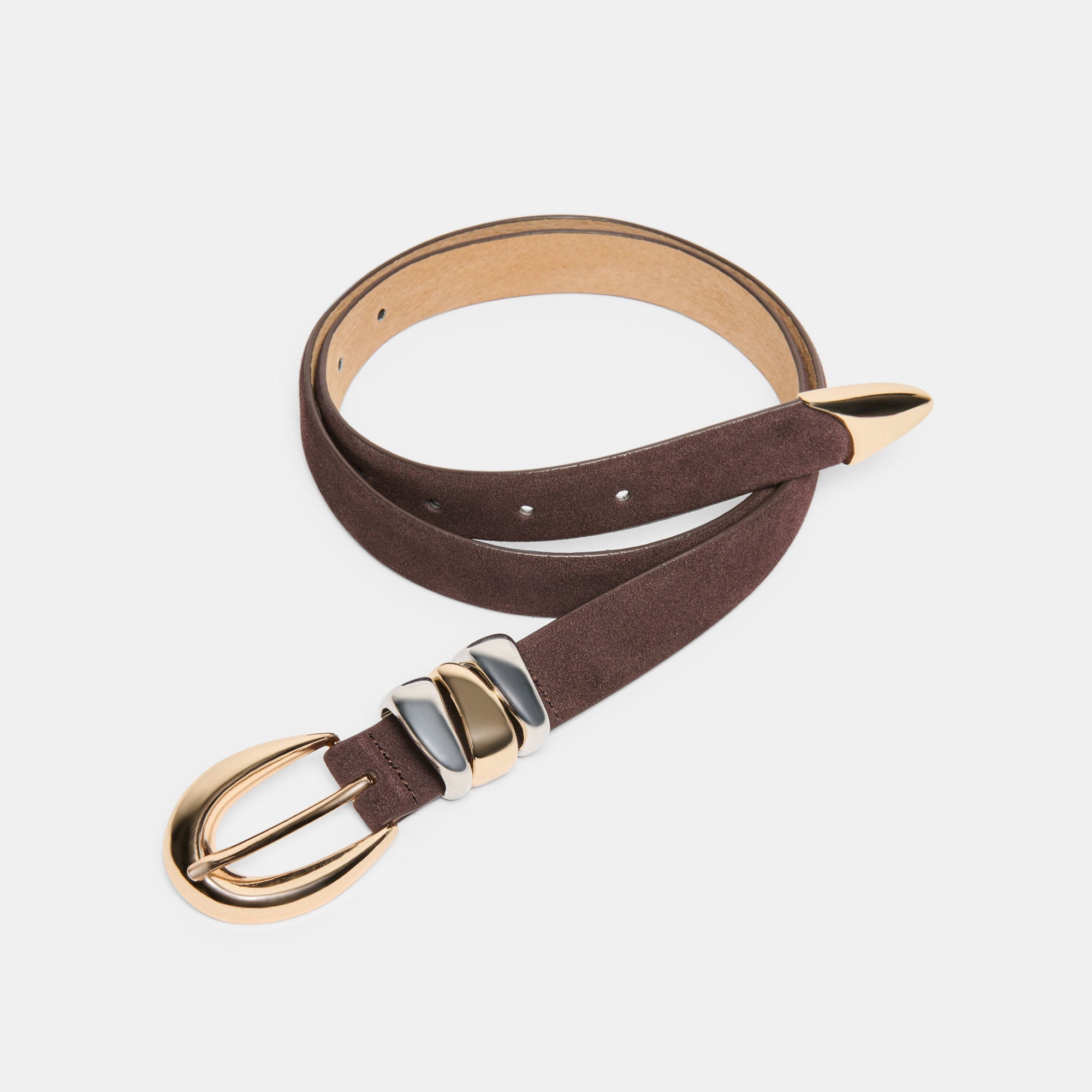 Mixed Metal Mahogany Buckle Belt / Dolce Vita