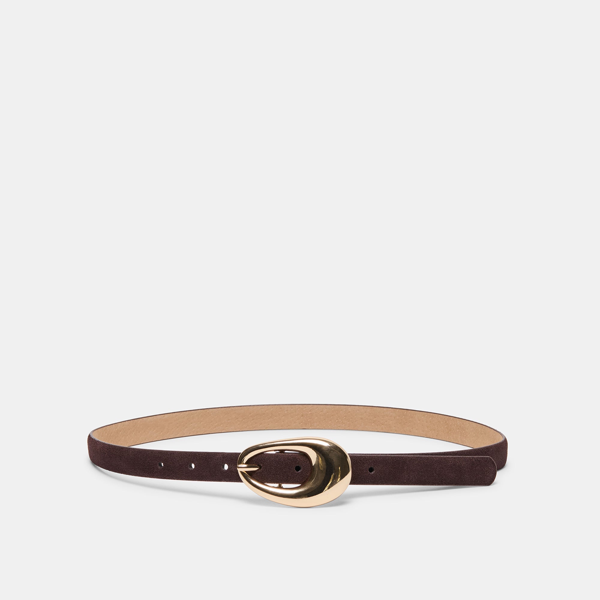 Organic Oval Mahogany Gold Buckle Belt / Dolce Vita